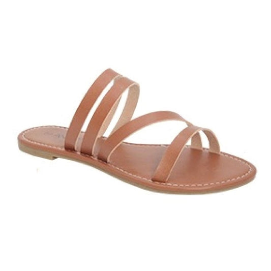 Flat Strappy Sandals in Tan
