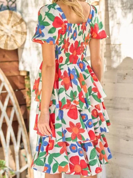 Walkin' in Sunshine Dress in Bright Floral