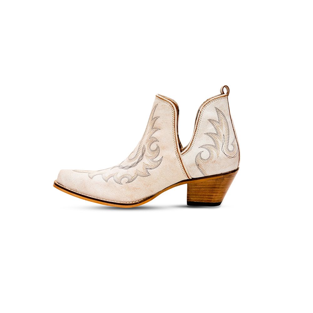 White Genuine Leather Boots - Western Cowgirl Boots Myra