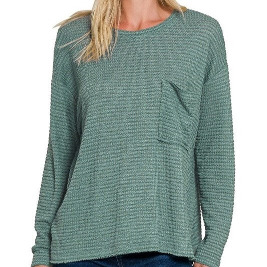 Coastal Vibes Jacquard Sweater in Ash Jade