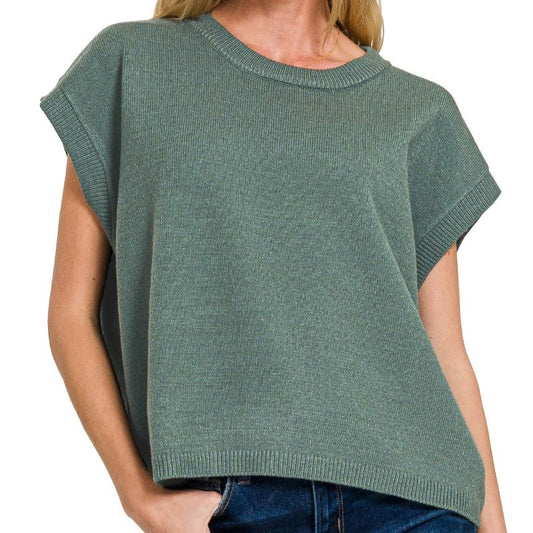 Sea Glass Sweater Vest in Ash Jade