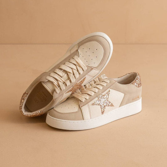 Beige Glitter Star Sneaker - Colbert Clothing