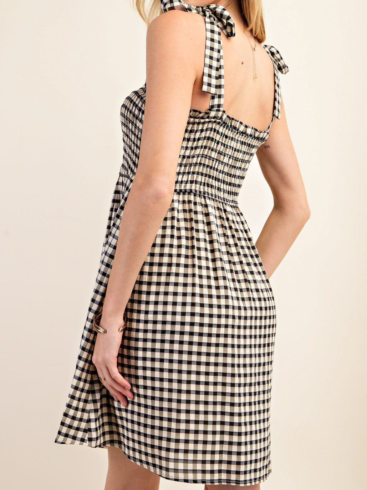 Summer Breeze Gingham Dress in Black