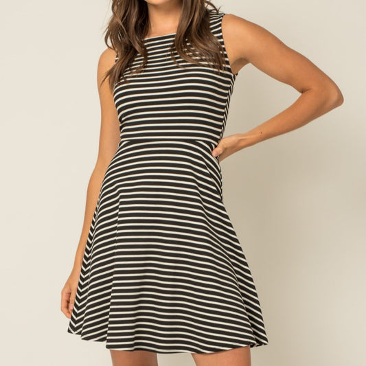 Swingin' Stripes Dress in Black and Ivory