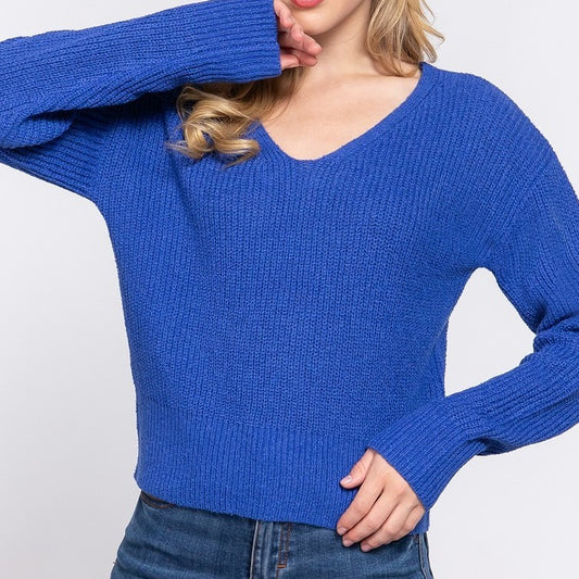 Hindsight Dolman Sweater Top in Blue