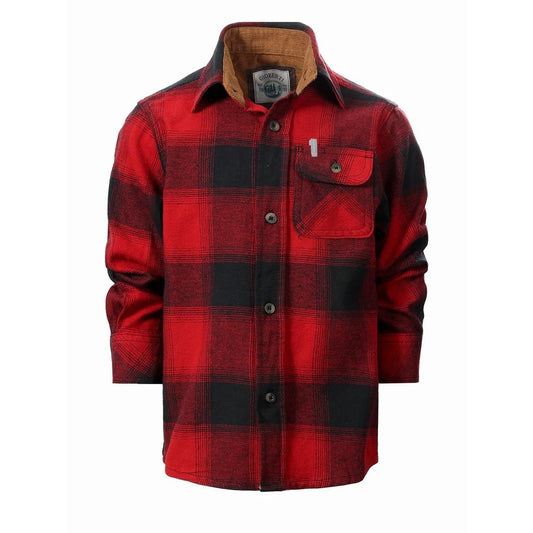 Long Sleeve Flannel Shirt with Corduroy Contrast BOYS 303