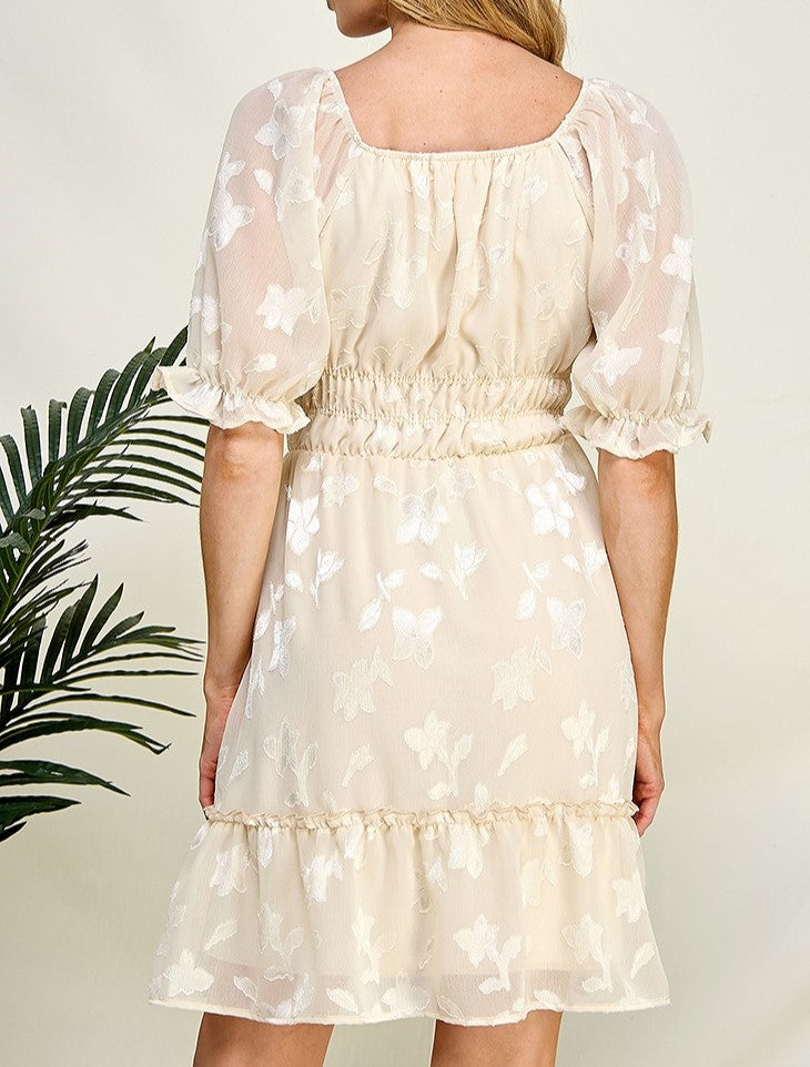 Carefree Smocked Waist Dress in Cream