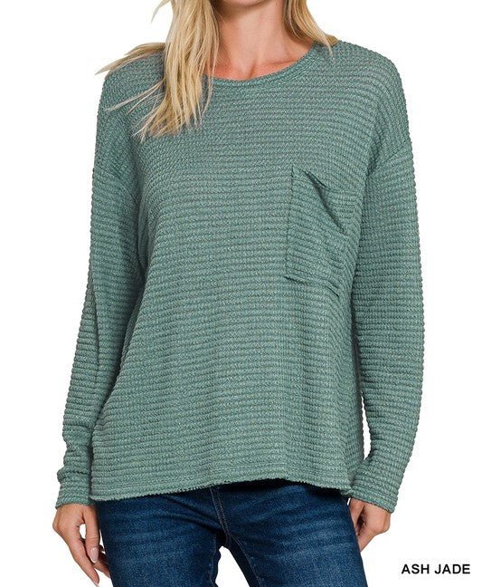 Coastal Vibes Jacquard Sweater in Ash Jade - Colbert Clothing