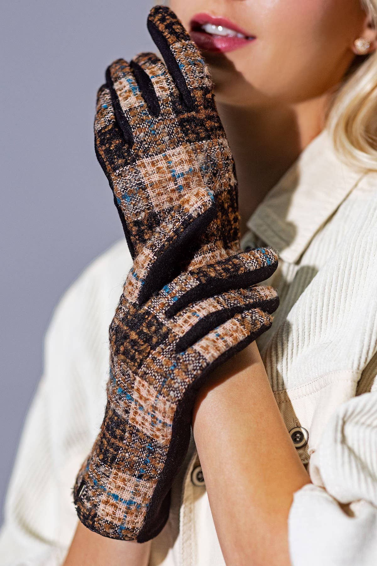Black Tweed Plaid Glove