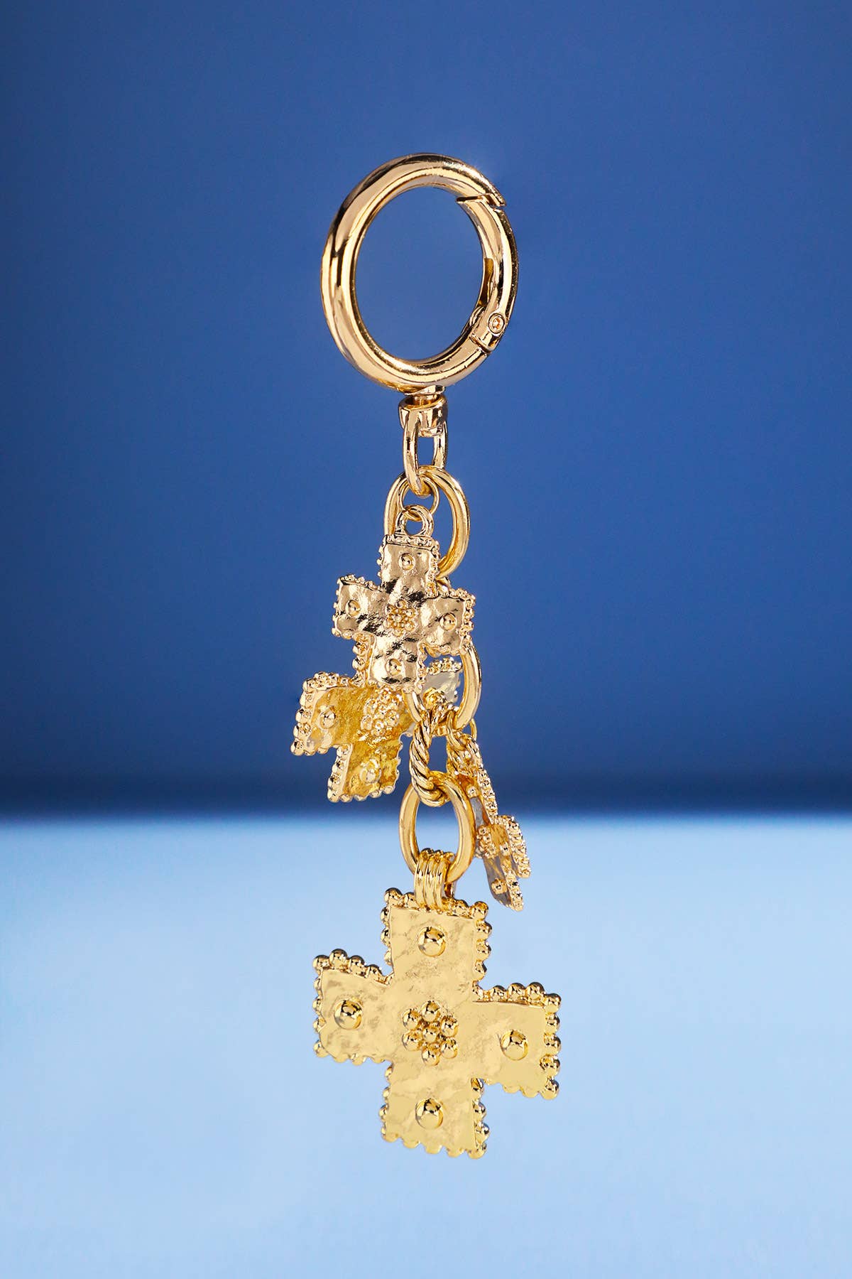 Gold Ornate Cross Bag Charm