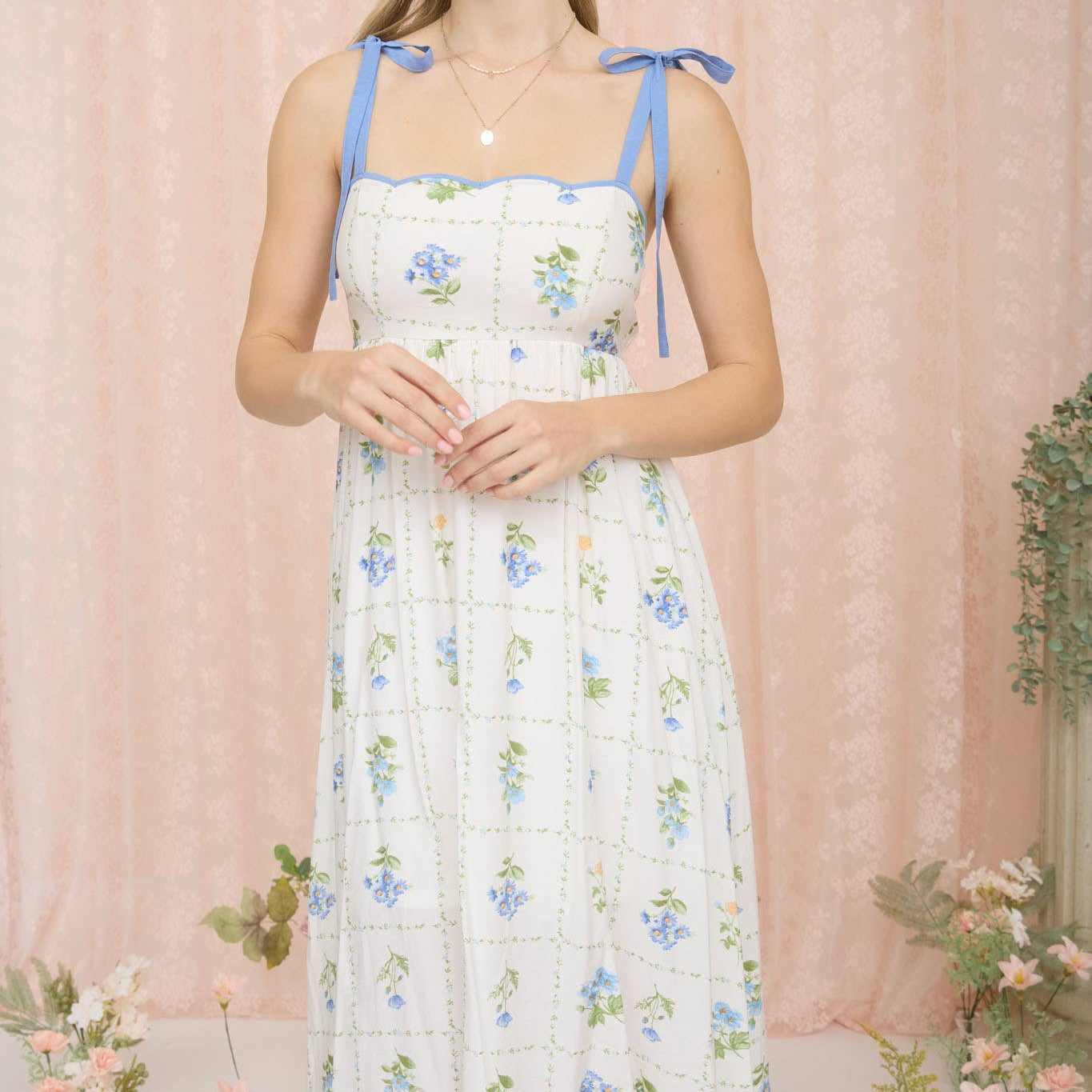 Sunlit Terrace Tie-Strap Midi Dress