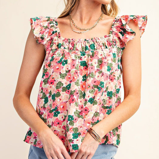 Floral Flirt Flutter Top - Colbert Clothing
