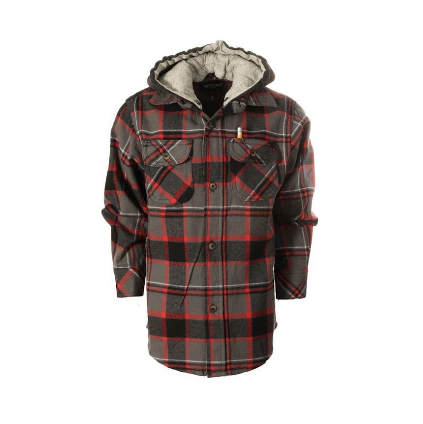 Long Sleeve Gray Flannel Shirt with Removable Hood BOYS 313