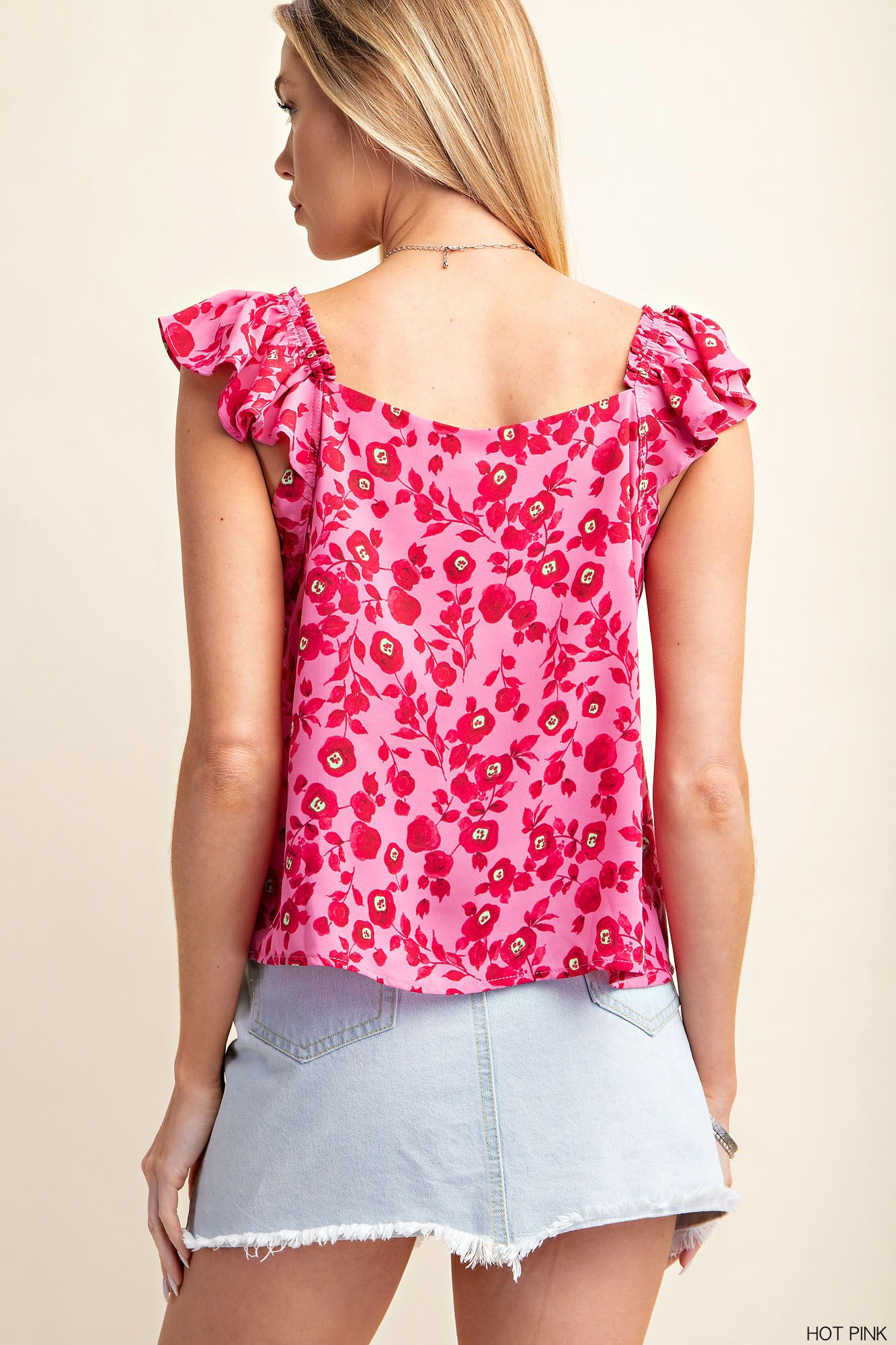 Think (Hot) Pink Ruffle Top