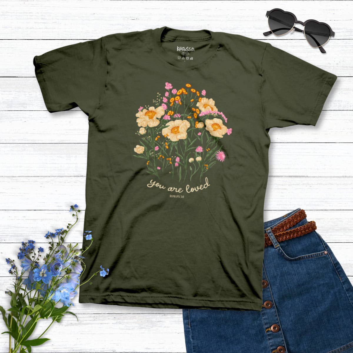 Kerusso Womens T-Shirt You Are Loved Bouquet - Colbert Clothing