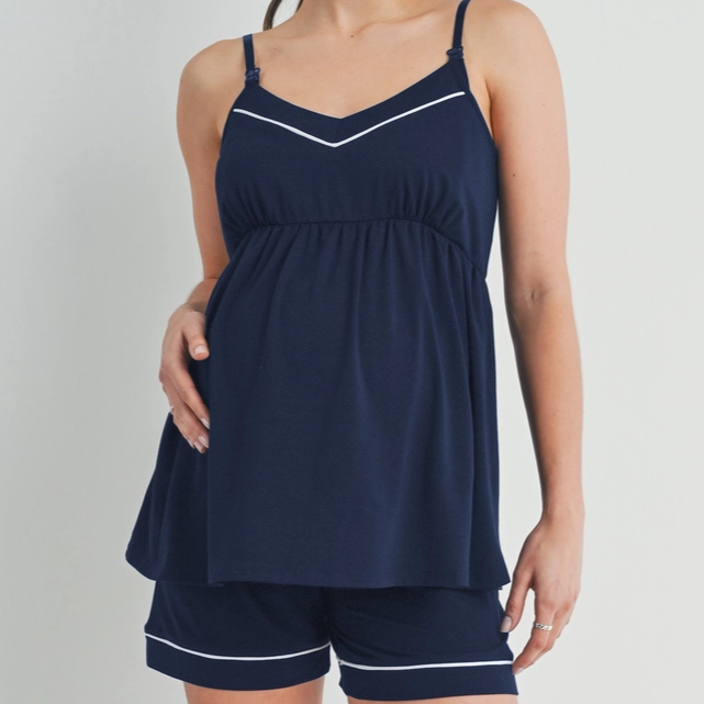 Comfy-Cozy Pajamas for Nursing / Maternity in Navy