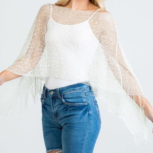 Mesh Fishnet Crop Top Sequin Layer - Colbert Clothing