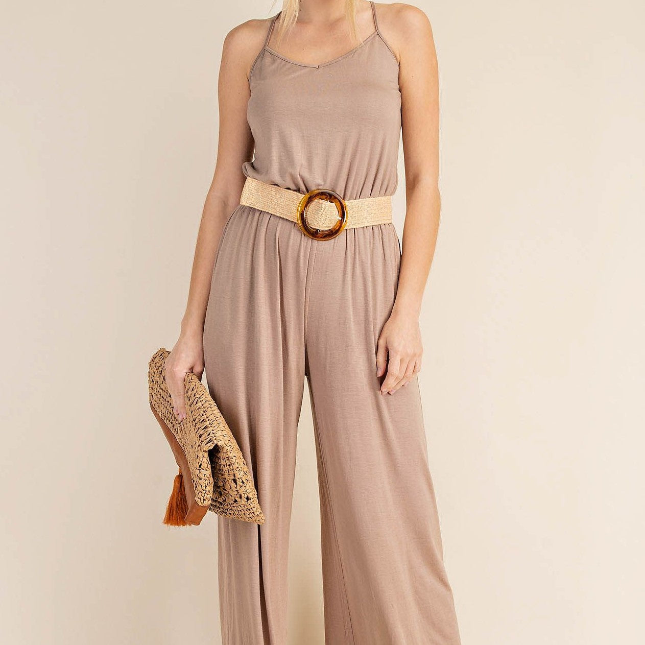 Sunset Chic Jumpsuit in Mocha