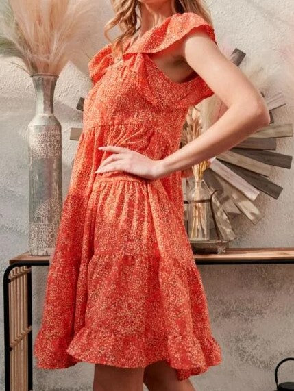 Summer Spice Dress in Hot Coral