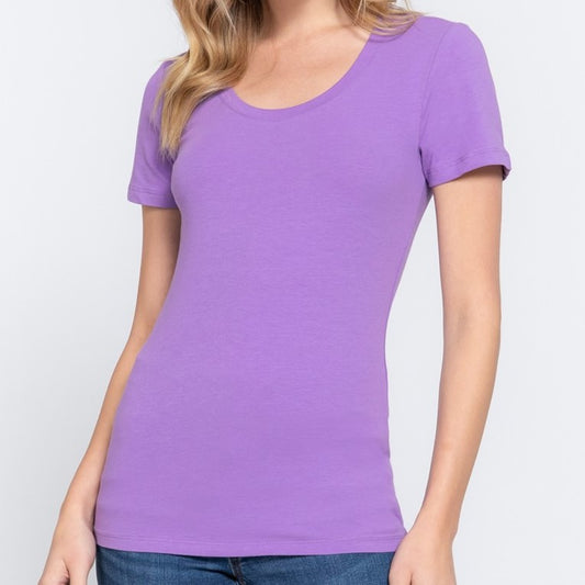 Keeping it Basic Cotton Tee in Light Purple