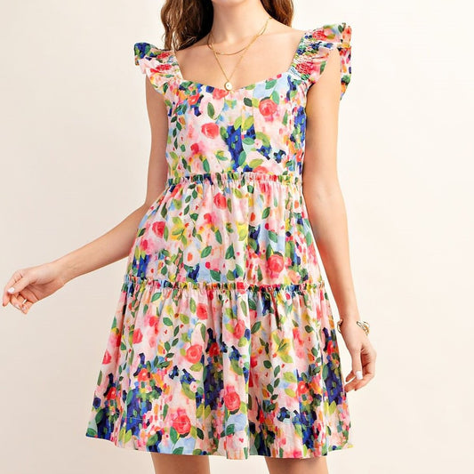 Pink of Perfection Sleeveless Floral Print Dress