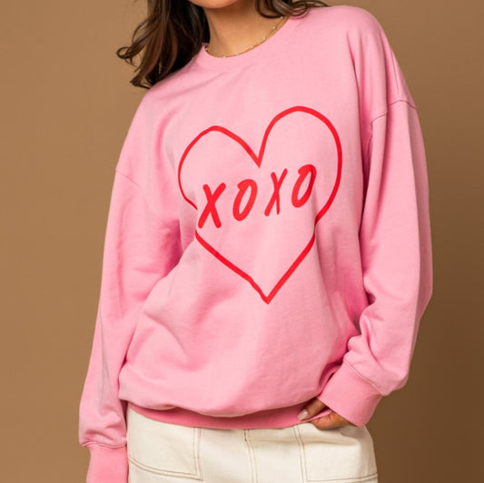 I'll be Loving You XOXO Oversized Sweater in Pink