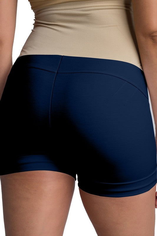 Maternity Ponte Shorts - Navy - Back View
