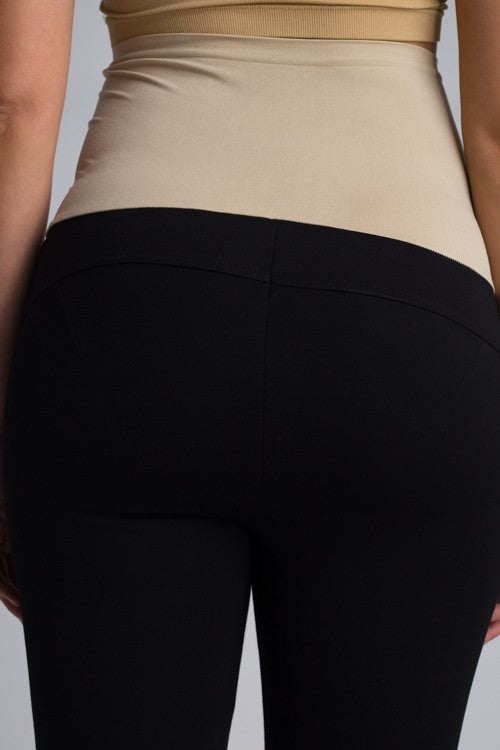 Black Maternity Ponte Pants -  Back view - Zoomed in 