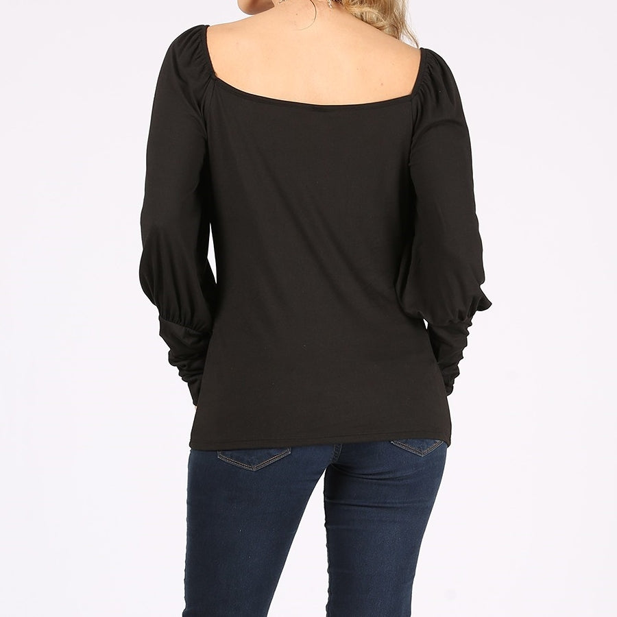 Pennies from Heaven Square Neck Blouse in Black