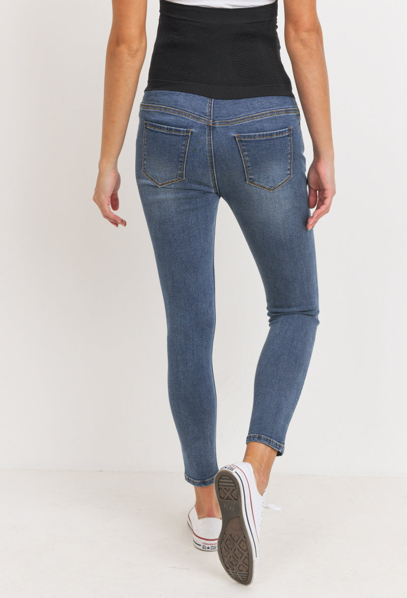 maternity stretch skinny jeans - back view