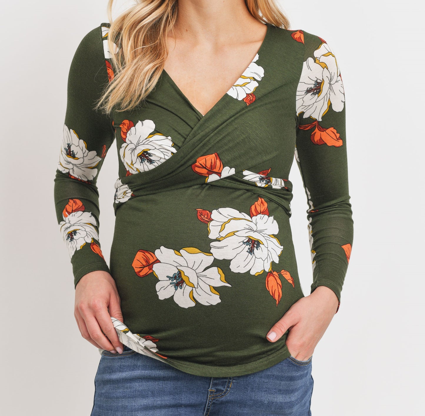 Maternity Wrap Top - front view