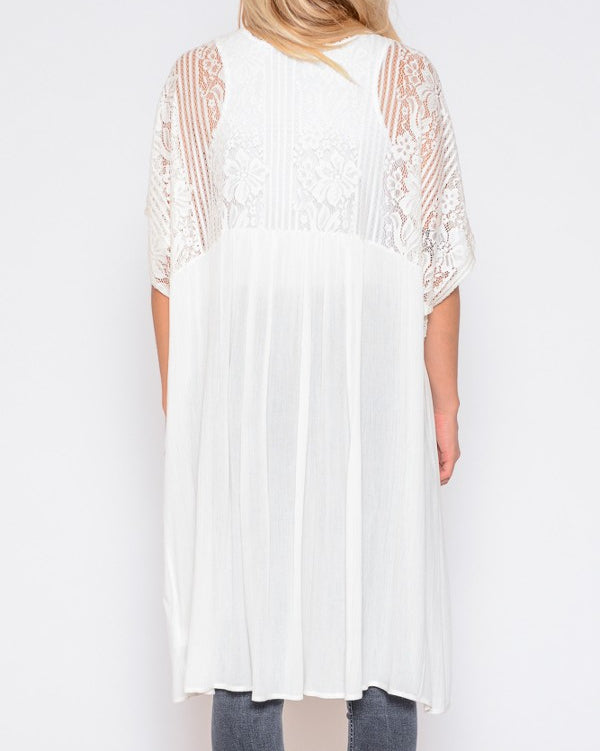 Ivory Woven Lace Duster