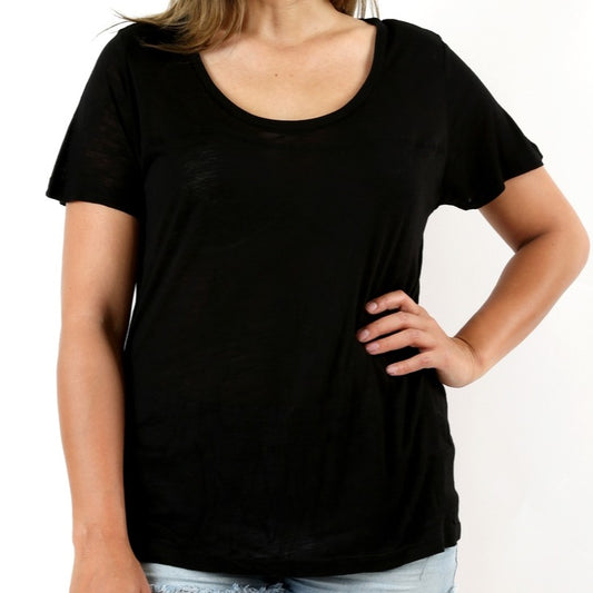 Let's Get Away from It All Slub Tee in Black PLUS