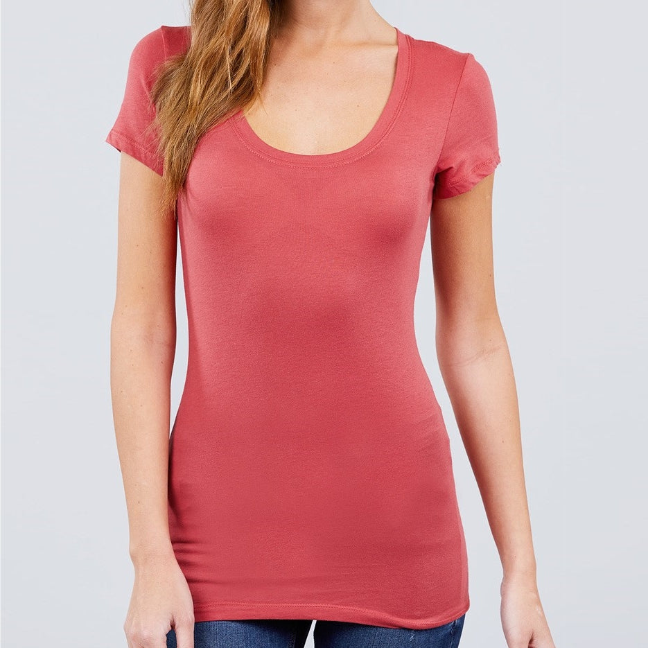 Keeping it Basic Cotton Tee in Coral