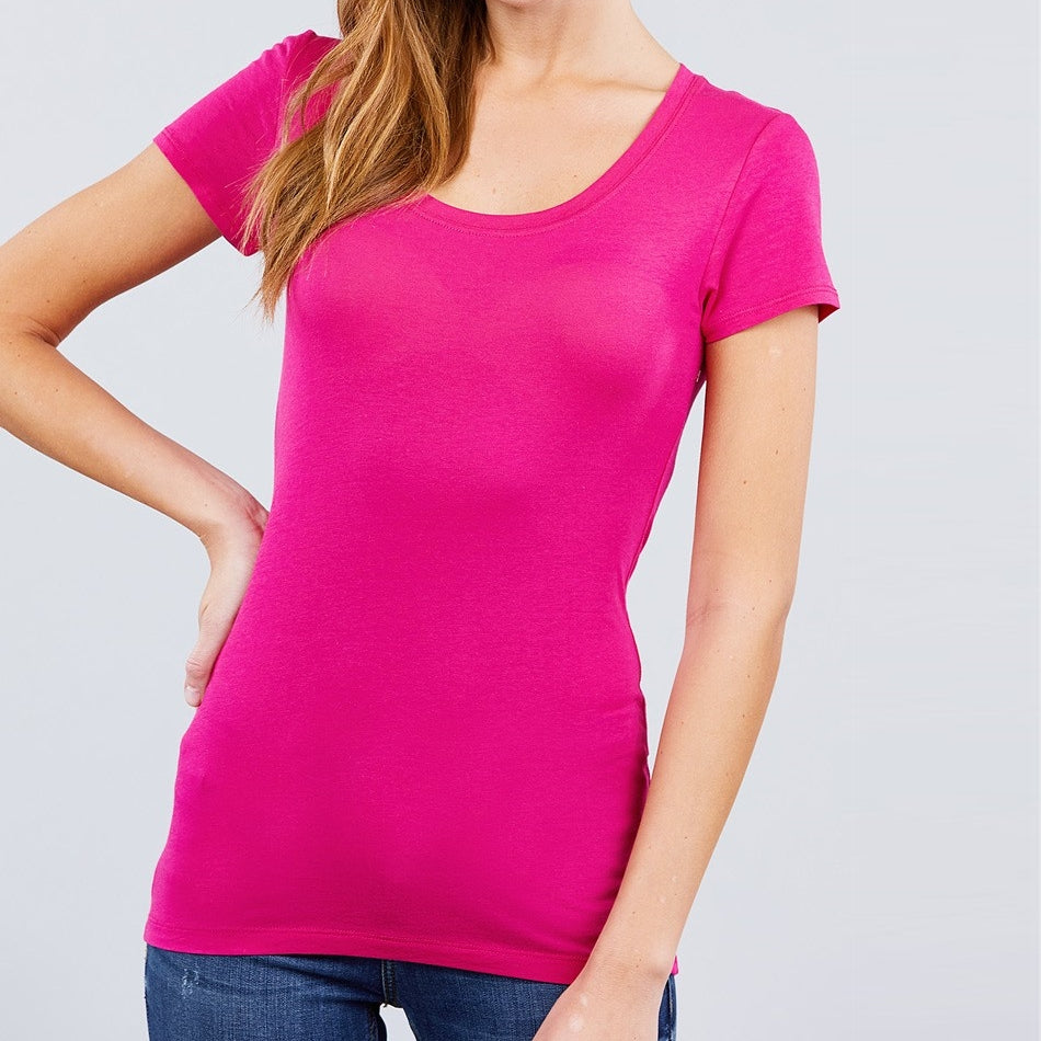 Keeping it Basic Cotton Tee in Bright Pink