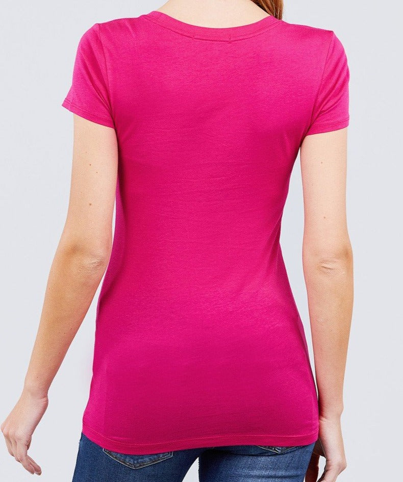 Keeping it Basic Cotton Tee in Bright Pink