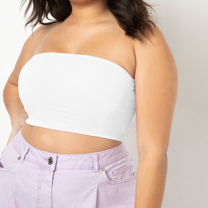 Got You Covered Bandeau Top in White PLUS