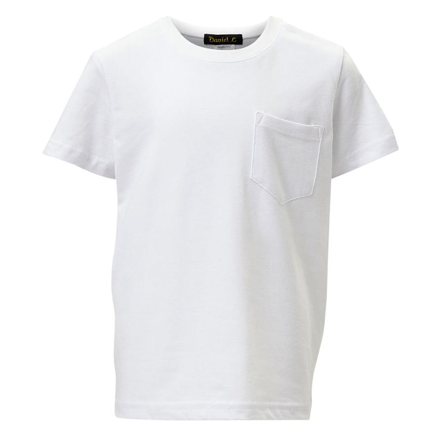 Crewneck Tee with Pocket in White BOYS