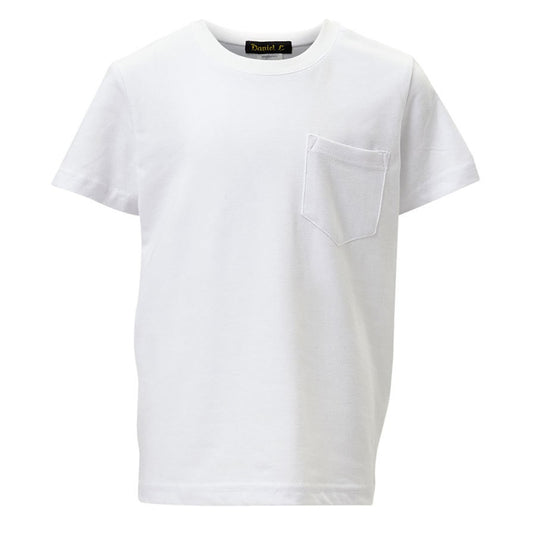 Crewneck Tee with Pocket in White BOYS