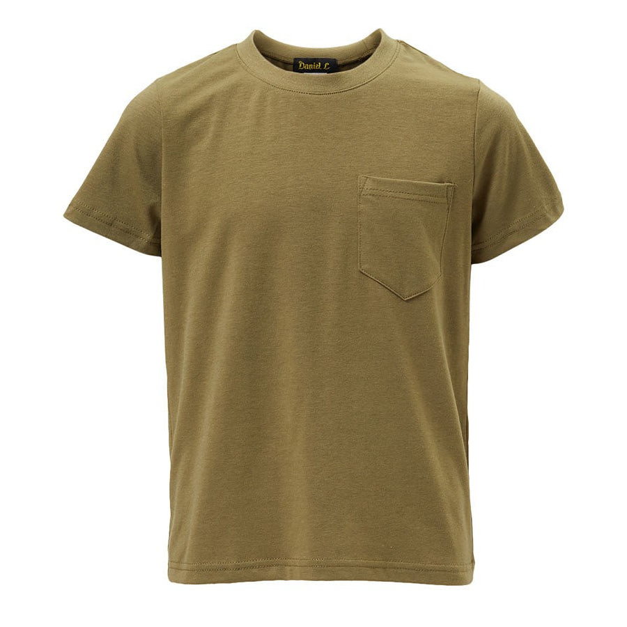 Crewneck Tee with Pocket in Army Green BOYS