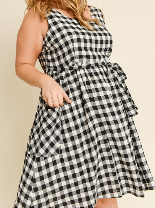 Take Me Back Plaid Dress - PLUS