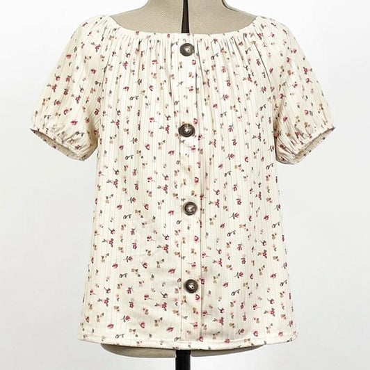 Button Front Floral Top GIRLS