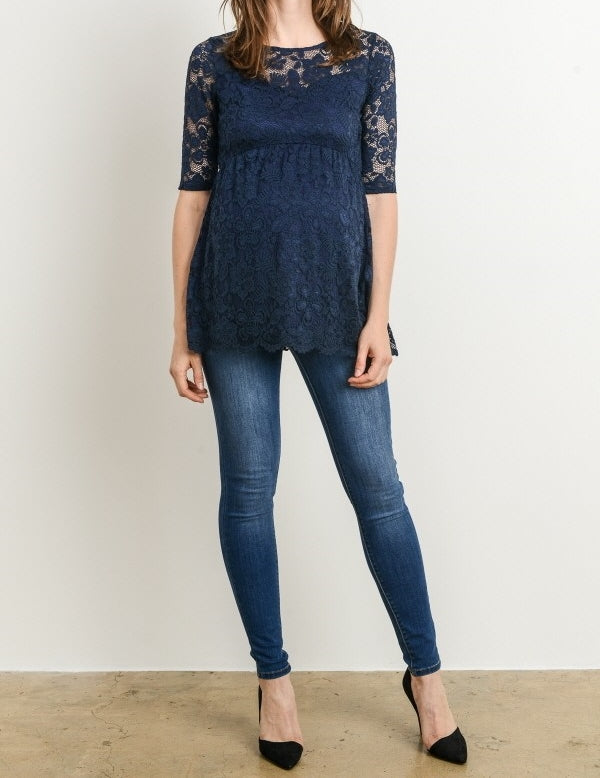 Navy Lace Maternity Top - Lifetime of Love