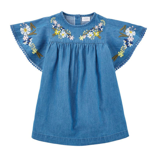 Sweet Girl Embroidered Chambray Dress TODDLER