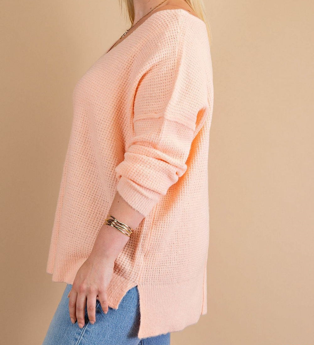 Effortless Beauty Thermal Sweater in Peach PLUS