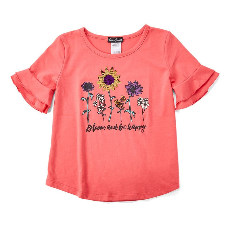 Bloom and Be Happy Shirt in Dk Pink GIRLS