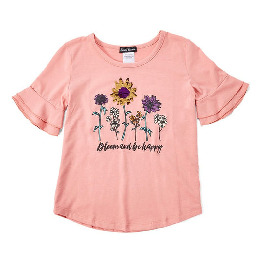 Bloom and Be Happy Shirt in Lt Pink GIRLS