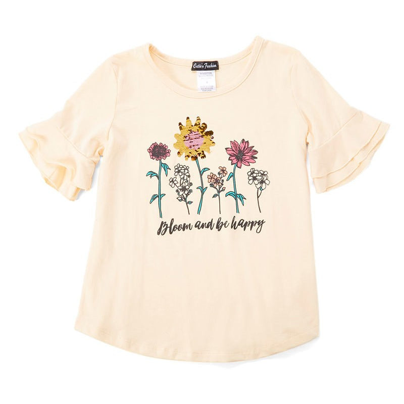 Bloom and Be Happy Shirt in Cream GIRLS