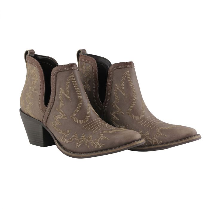 Genuine Leather Boots in Brown - Western Cowgirl Booties