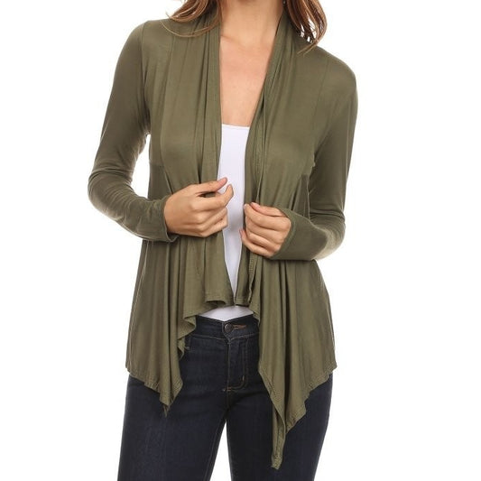Open Draped Cardigan in Olive